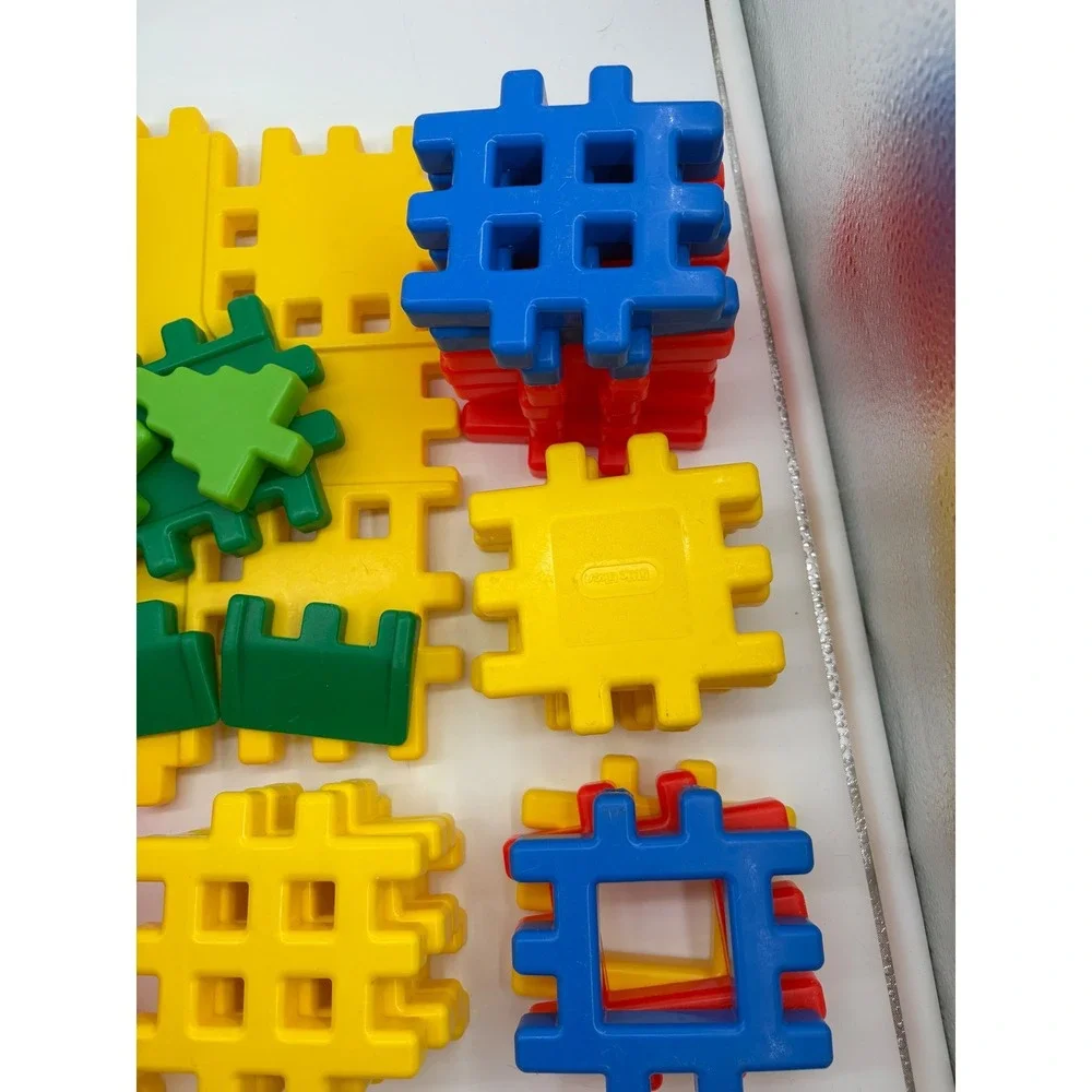 Vtg 1980s/1990s Little Tikes Wee Waffle Blocks Bridge & Roadways Lg Lot of 53